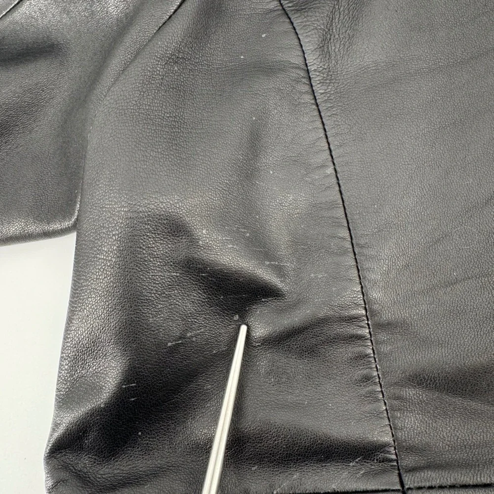 Brooks Brothers 346 Leather Overcoat Mens XL Black Button Front Lightweight Coat